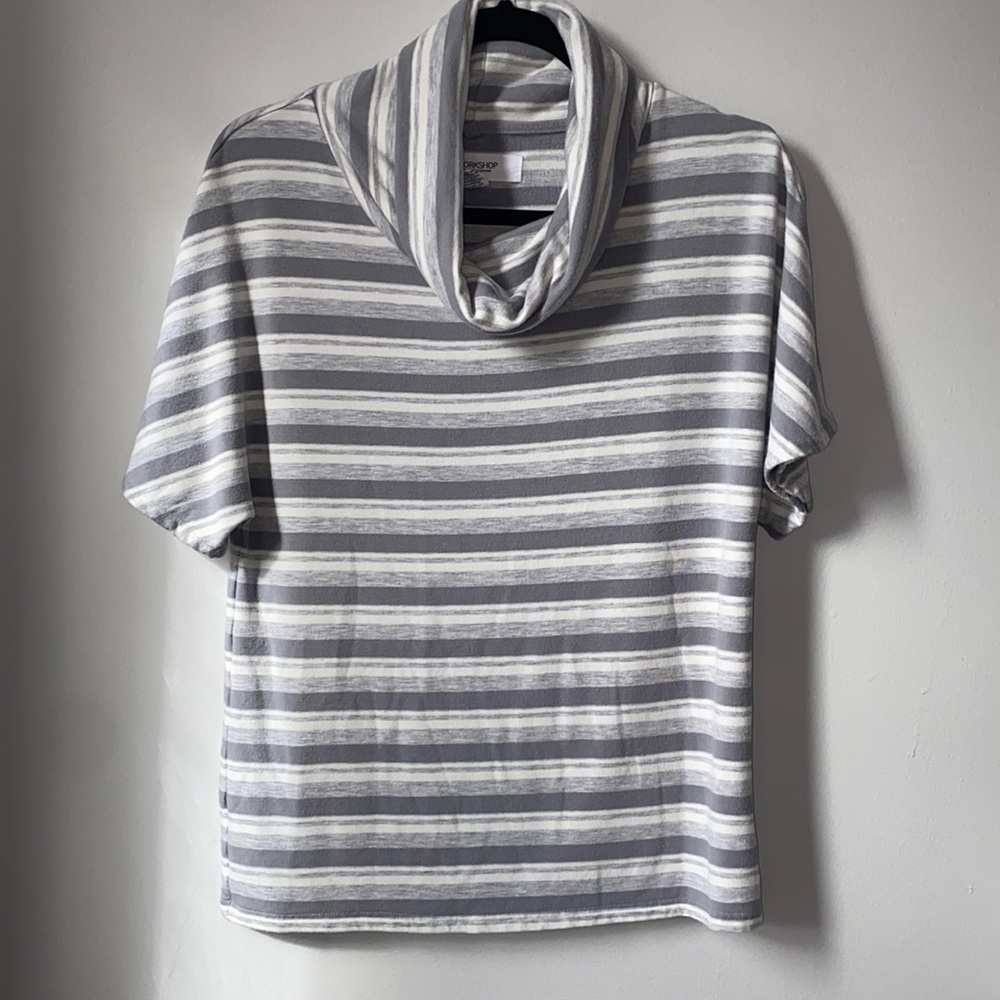 Workshop women’s oversized striped cowl neck short sleeve knit striped top, xs